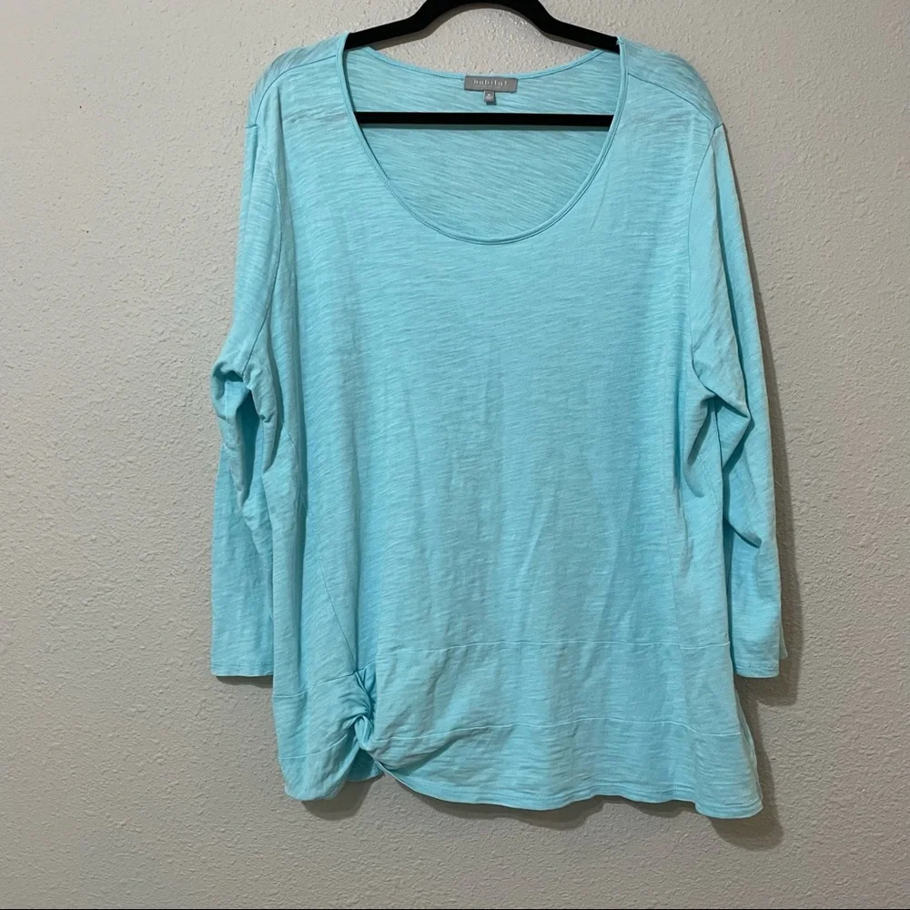 Habitat Teal Blue Cotton Long Sleeve Blouse XL